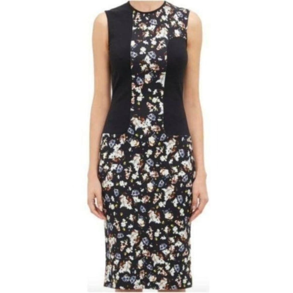 Erdem Nell Color Block Floral Sheath Dress Size 2
